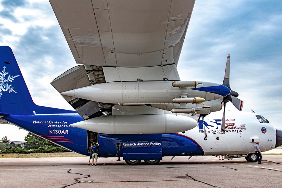 NSF/NCAR C-130 research aircraft being readied for takeoff
