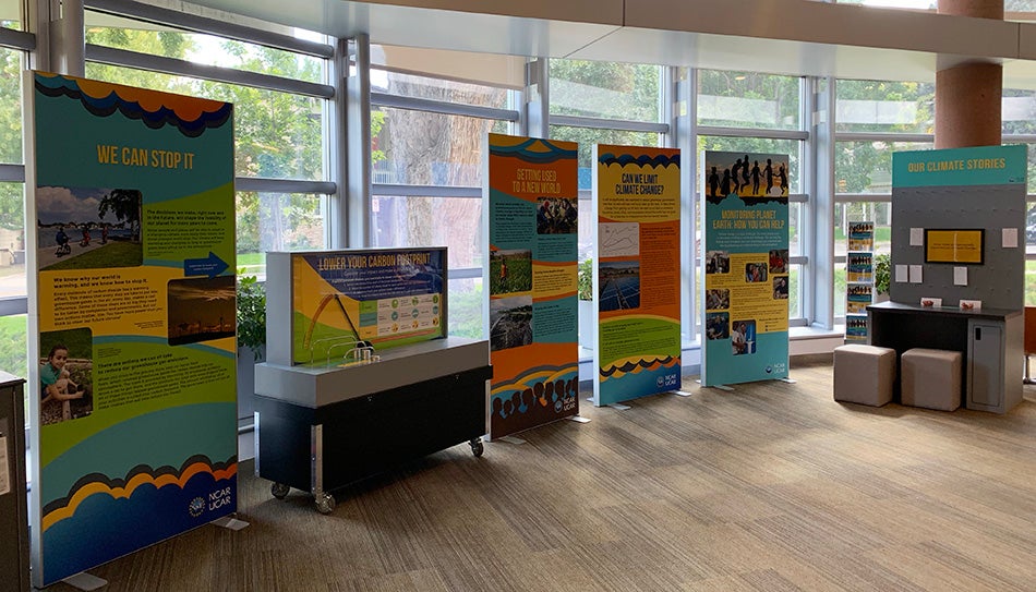 A picture of the traveling exhibit at the Boulder Public Library