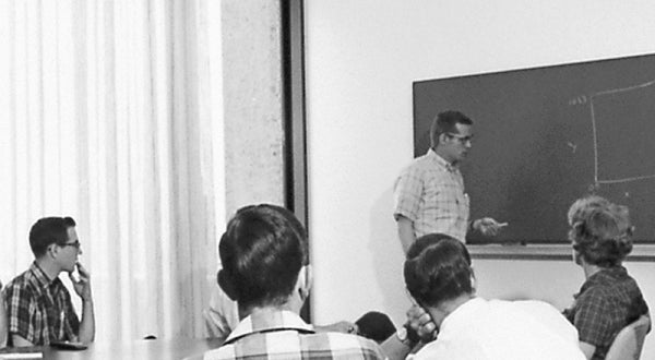 Students participate in postdoctoral seminar at NCAR, c. 1963