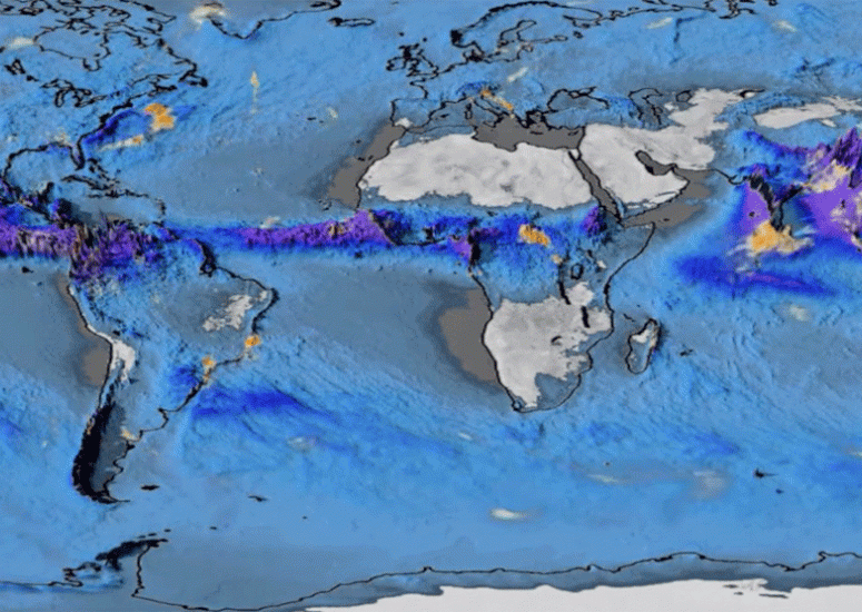 Simulation of global precipitation performed by Cheyenne supercomputer.