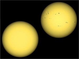 Sun at minimum and maximum