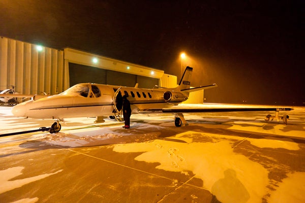 UND Citation on night flight for SNOwD UNDER